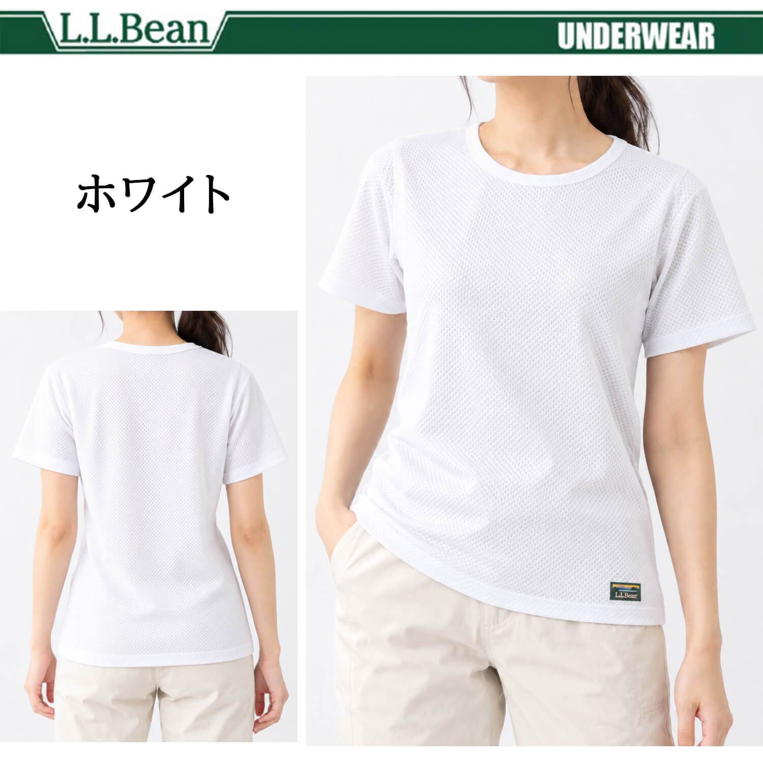 L.L.Bean エルエルビーン レディース 半袖インナーシャツ ドライ 吸汗速乾 軽量 メッシュ 通気性 汗冷え防止 肌着 下着 Tシャツ トップス 登山用 トレーニングウェア スポーツウェア アウトドア ブランド 黒 白 M L XL karlas