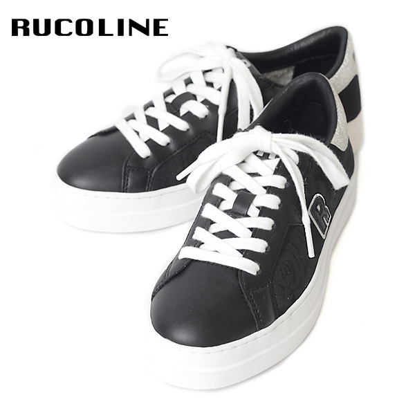 ルコライン スニーカー ルコライン 靴 RUCO LINE RUCO-019BK ROSE LUX 花柄生地 ブラック 黒 シルバーラメ 合皮 ローカット ファスナー無し ルコライン シューズ RUCO LINE ルコラインスニーカー フラットソール 新作 取扱店 京都 母の日 ギフト 数量限定