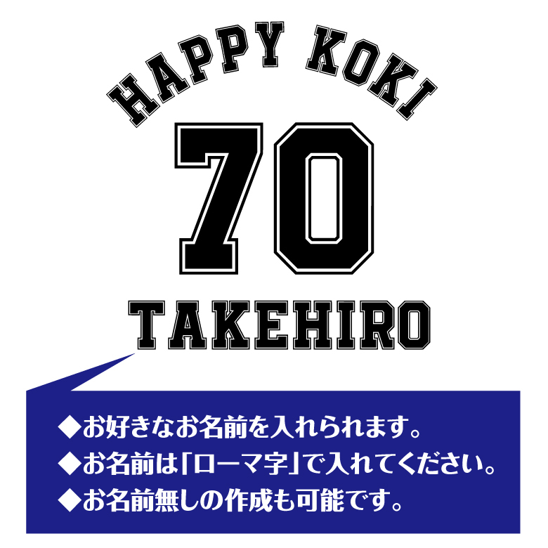 【名入れ】古希祝い 長袖 Tシャツ 【Aタイプ ワンポイント】　ドライTシャツ 70歳のお祝い 誕生日 プレゼント ギフト 男性 女性 メンズ レディース 名入れ無料 お祝い サプライズ 記念品 シャツ