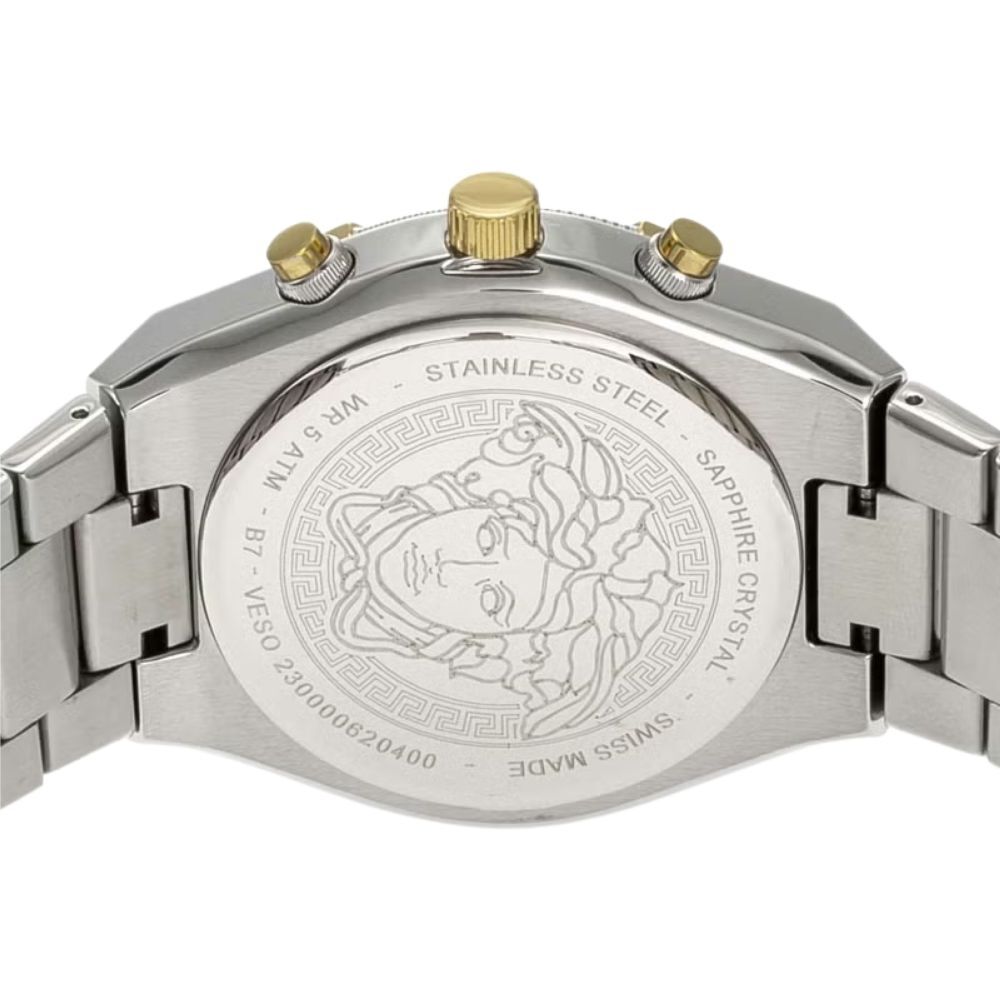 ヴェルサーチェ 腕時計 メンズ ライトブルー アクアブルー シルバー ゴールド クロノグラフ 46mm VERSACE SPORTY GRECA スイス製 メンズ腕時計 高級 ブランド おしゃれ プレゼント ギフト 成人 卒業 入学