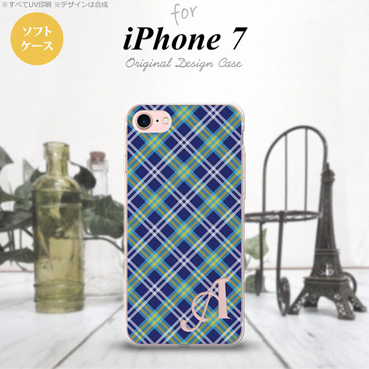 【iPhone7】【スマホケース/スマホカバー】【アイフォン７】iPhone7 スマホケース ケース アイフォン７ ソフトケース イニシャル チェックA 青 nk-iphone7-tp437ini【メール便送料無料】