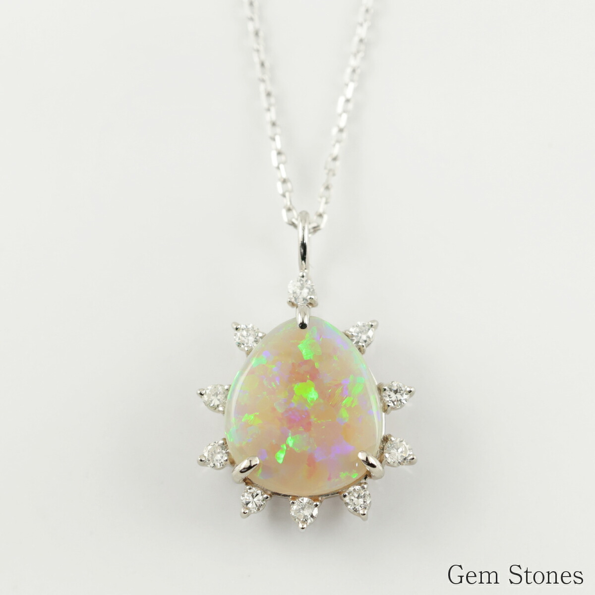 オパール ネックレス 1.205ct ダイヤモンド プラチナ Pt900 ペンダント シンプル エレガント 上品 レディース 宝石 ダイヤ 一粒 一石 ジュエリー 10月 誕生石 プレゼント