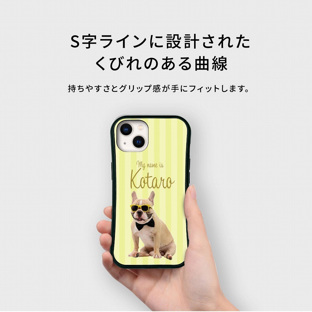 ☆画面保護ガラスフィルム 無料プレゼント☆オーダーメイド スマホケース ペット オリジナル スマホ グリップケース 耐衝撃 iphone アイフォン おしゃれ【うちの子シリーズ 衝撃吸収 グリップ iphoneケース ストライプデザイン】 iPhone14 iPhone13 iPhone12 iPhone11 他