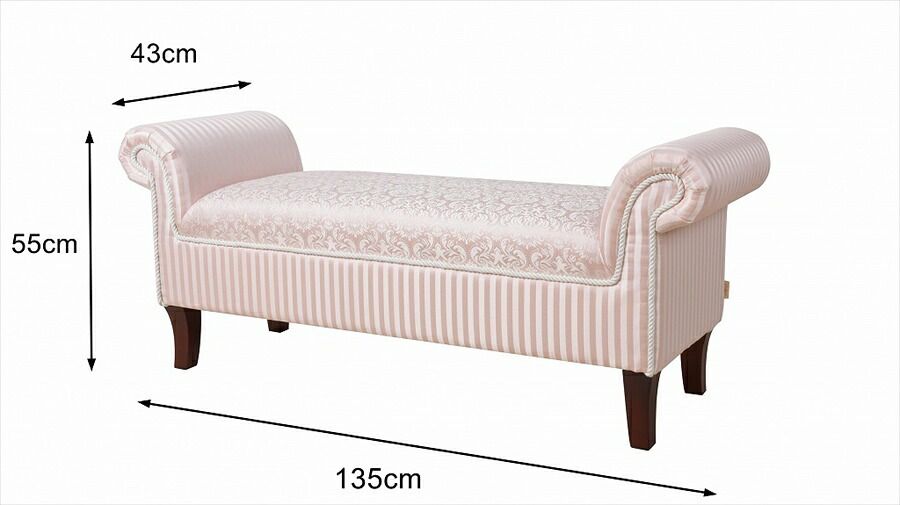 チェア 椅子 ジェニファーテイラー Jennifer Taylor ロールアームベンチ Kathy Haruno-PK ハルノ ピンク ベンチ リビング 玄関 寝室 スリム かわいい 姫系 エレガント ヨーロピアン おしゃれ インテリア 新生活