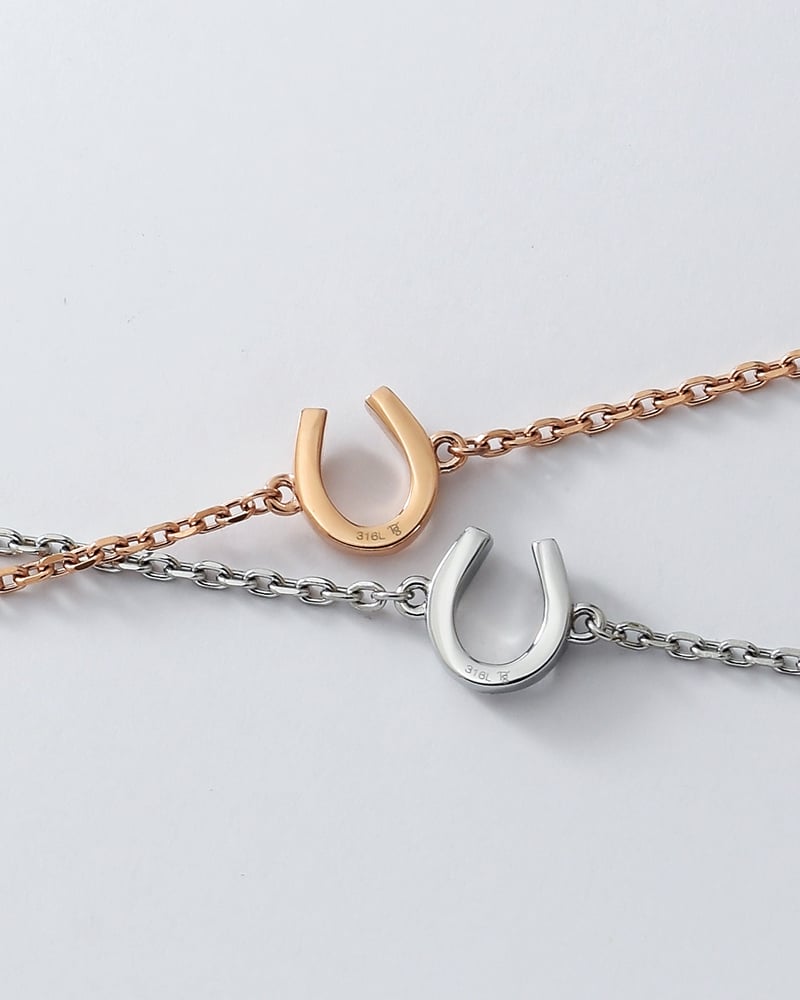 ハワイアンジュエリー ペアブレスレット つけっぱなし ステンレス 金属アレルギー ブランド 大人 シンプル ホースシュー 馬蹄 ダイヤモンド サージカルステンレス 2本セット クリスマス 記念日 プレゼント テラグラティア Terra-gratia PairBracelet【lstb014pair】