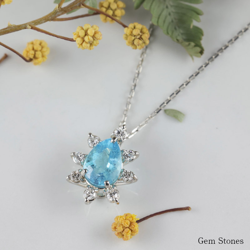 【完売致しました。】 ブラジル産 パライバトルマリン 0.438ct ダイヤモンド ネックレス ペンダント Pt900 850 プラチナ パライバネックレス プラチナネックレス レディース 一粒 シンプル 可愛い グリーン パライバ  Drops