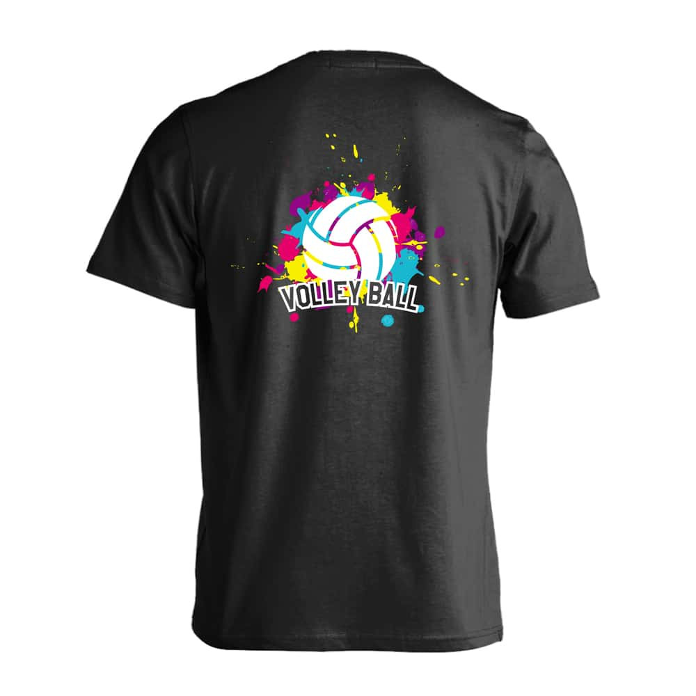 バレーボール Tシャツ 半袖 メンズ ウェア レディース 練習着 ジュニア ドライ おもしろ tシャツ 速乾 名入れ スポーツ 女子 男子 チーム おしゃれ 文字入れ 「カラフルインク バレーボール」 アートワークスコウベ 【送料無料】