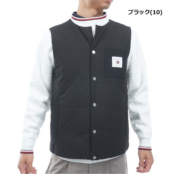 トミーヒルフィガー ゴルフ メンズ ノーカラー 中綿ベスト TOMMY HILFIGER THMA674 2026年秋冬モデル お誕生日祝い お祝い 記念品 お父さん 父の日 彼氏 男性 30代 40代 50代 60代  還暦祝い 敬老の日 人気プレゼント プレゼント