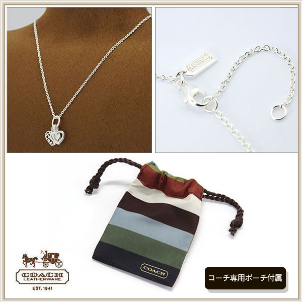 コーチ スリーハート ネックレス ペンダント シルバー COACH 