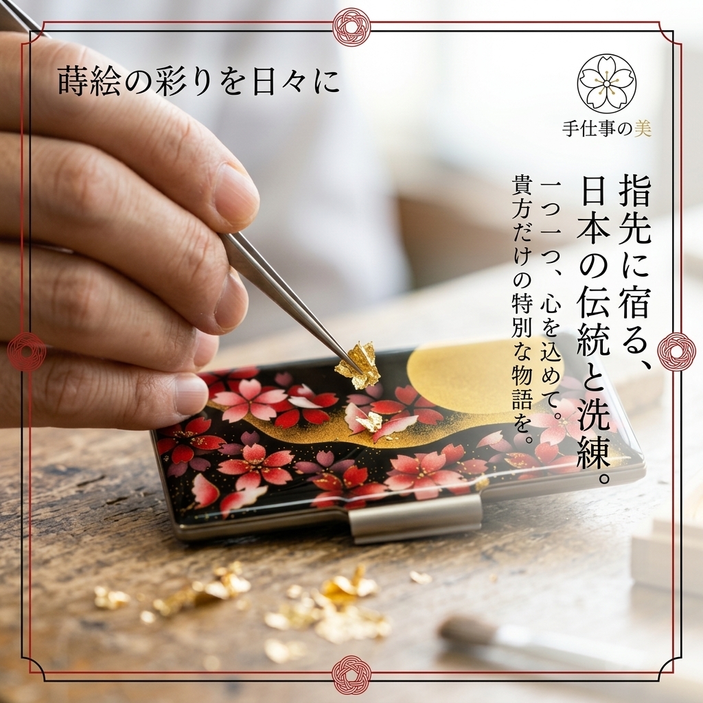 名刺入れ『芽』和柄 和風 カードケース 夜桜 伝統工芸 職人 手作り 名入れ 記念日 誕生日 ギフト 送料無料 和風 ハンドメイド 立体彩色 螺鈿風 20代 40代 50代 プレゼント お祝い 還暦 退職 卒業