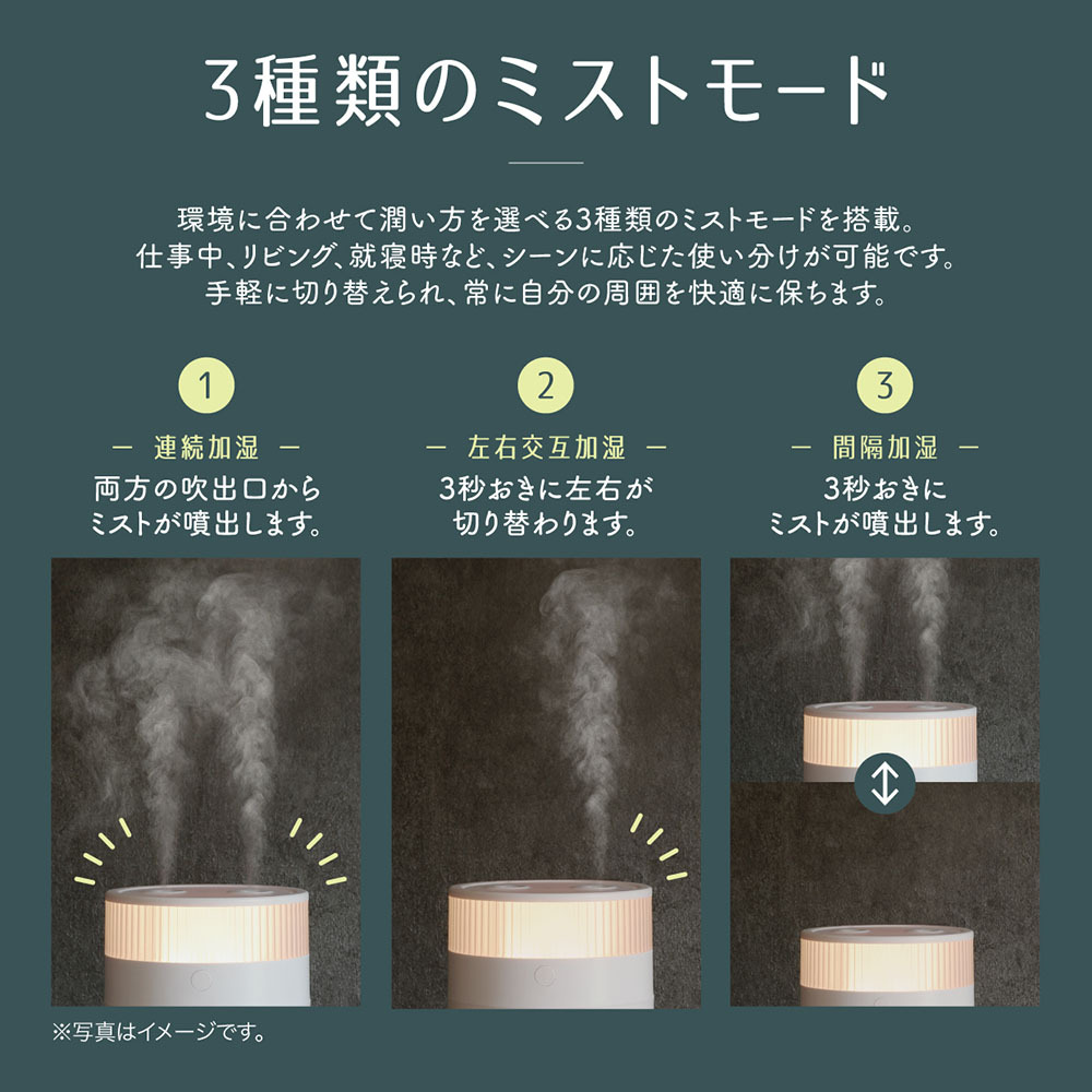 卓上加湿器 オフィス おしゃれ コンパクト デスク用 かわいい [ マクロス ダブルミスト卓上加湿器 MES-91 ] 大容量 1L 加湿器 小型加湿器