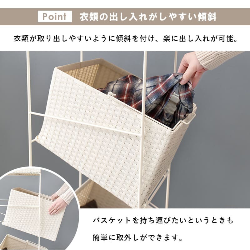 ラック ランドリー 3段 幅28cm カゴ 洗濯かご 4個つき 洗濯機 収納 おしゃれ スリム 縦型 洗濯機収納 ランドリー収納 ホワイト グレー 収納棚 洗濯物 洗面所 脱衣所 新生活