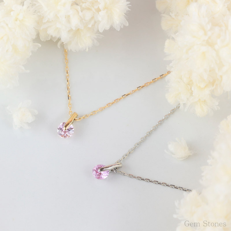  ピンクサファイア プチ ネックレス  プラチナ 18金 一粒 一石 シンプル ペンダント レディース プチネックレス 華奢 デザイン K18 Pt900 誕生石 サファイア ピンク 記念日 彼女 プレゼント ギフト