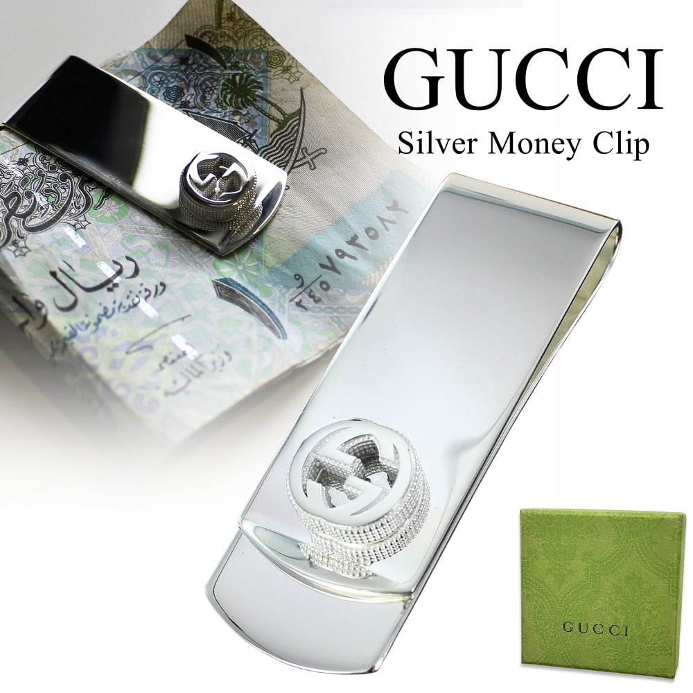 GUCCI グッチ マネークリップ ブランド メンズ 父の日 札ばさみ 男性プレゼント シルバー925 おしゃれ ロゴ 誕生日 結婚式 結婚記念日 プレゼント 夫 父 彼氏 ギフト シルバーアクセサリー 成人 卒業 入学