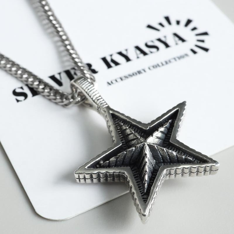 A&Gシルバー925スターペンダントネックレスSILVER シルバー925 スターネックレス 星 ペンダントネックレス ダブル喜平