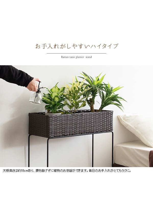 ガーデン エクステリア フラワースタンド 室内 白 プランタースタンド ラタン 玄関 幅60 花台 籐 高さ70 プランター ハイ スリム 1段 おしゃれ 高め アイアン モダン インテリア スチール 北欧 室内用 玄関先 玄関前 玄関ホール 多肉 家具