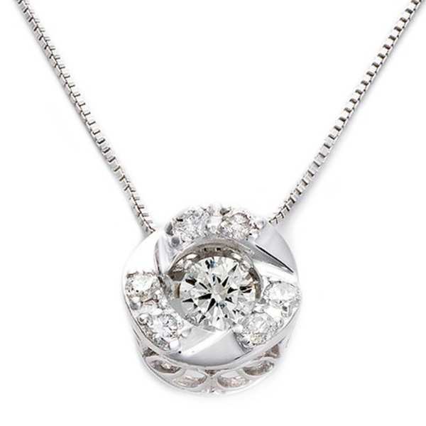 ダイヤモンド ネックレス K18 ホワイトゴールド 0.2ct 揺れるダイヤ ダンシングストーン ペンダント サークルモチーフ レディース スウィングダイヤ 天然ダイヤ 鑑別書付き 記念日 ギフト
