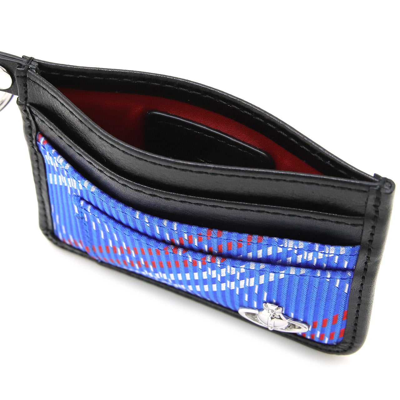 ヴィヴィアンウエストウッド ICカードケース チェーン付き 薄型 メンズ 男性用 カードホルダー カード入れ Vivienne Westwood ヴィヴィアン チェック ブルー VW4301 (5403000RU-C00A8-K204) 【2026年秋冬モデル】 【ラッピング無料 誕生日 お祝い プレゼント ギフト 贈り物】