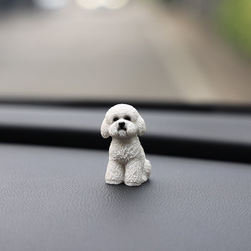 犬 置物 2個セット ミニチュア トイプードル テディ オブジェ 樹脂製 かわいい アニマル 車載 インテリア ダッシュボード 卓上 飾り 小型 デコレーション 雑貨 プレゼント