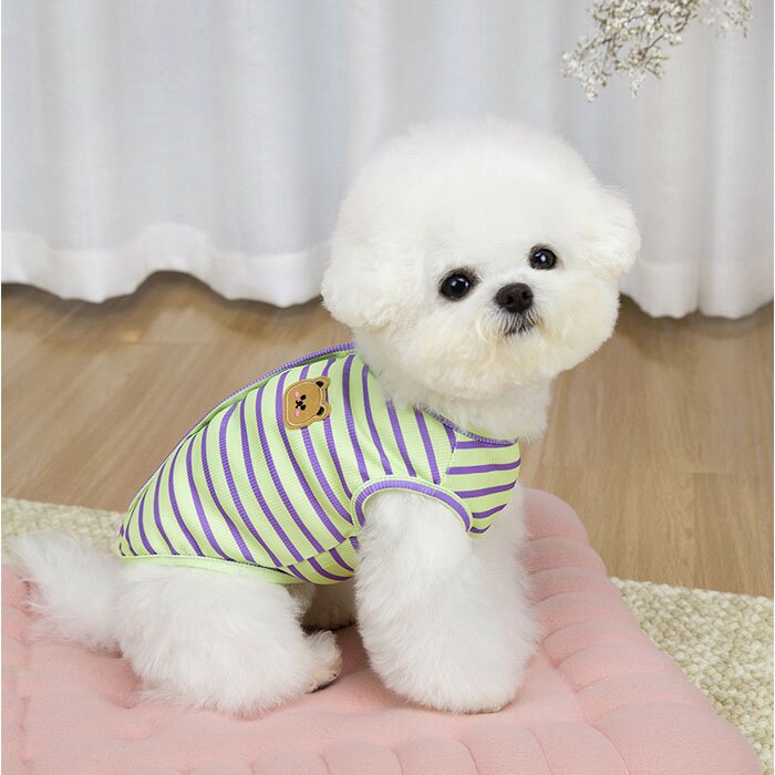 犬の服 通販 ペットウェア ベスト 背中開きベスト スナップボタン留め 防寒対策 クマさんワッペン 暖かい防寒着 着せやすい犬服 伸縮性抜群 防寒 あたたかい かわいい カワイイ ストレッチベスト 伸縮 犬服