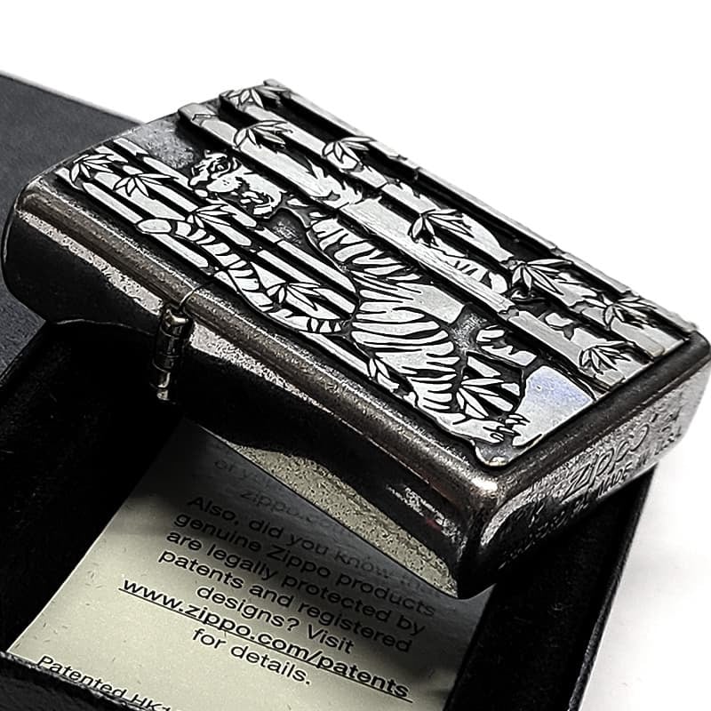 ZIPPO ライター 虎 アンティークシルバー メタル重ね貼り ジッポ クロームバレル 和柄 日本 おしゃれ タイガー かっこいい ギフト プレゼント メンズ 渋い