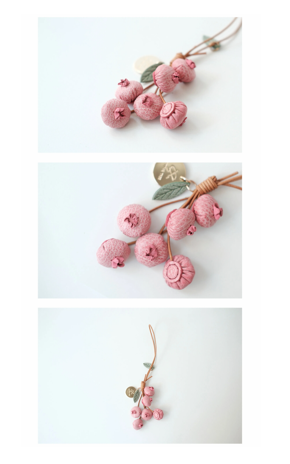 ブルーベリー キーホルダー 本革 牛革 レザー バッグチャーム 手縫い ハンドメイド 植物 モチーフ 果実 かわいい バッグチャーム 鍵飾り 小物 アクセサリー おしゃれ ギフト