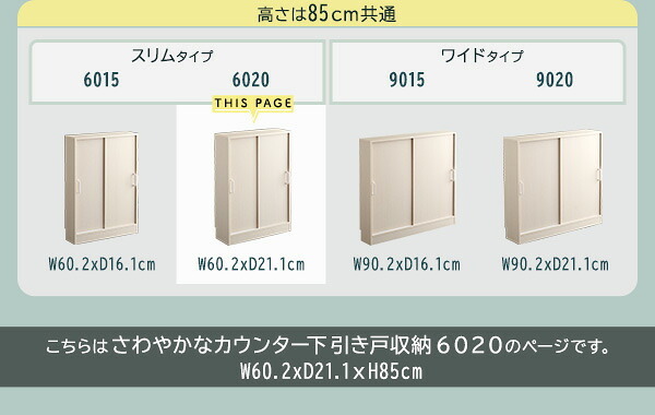 食器棚 キッチン収納 さわやかなカウンター下引き戸収納6020 FKSS-6020--WHW ホワイトウォッシュ 幅60cm・奥行20cm ホームテイスト カウンター下 引き戸 薄型 幅60cm 奥行20cm キッチン 収納 スリム 薄型収納 台所：