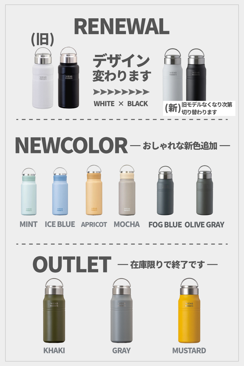 ★【手描き 似顔絵 プレゼント】 水筒 マイボトル 刻印 WENS PRODUCTS ウェンズプロダクツ 真空断熱ハンドル付スクリューボトル 530ml 全18色 保冷保温 名入れギフト 誕生日 記念日 
