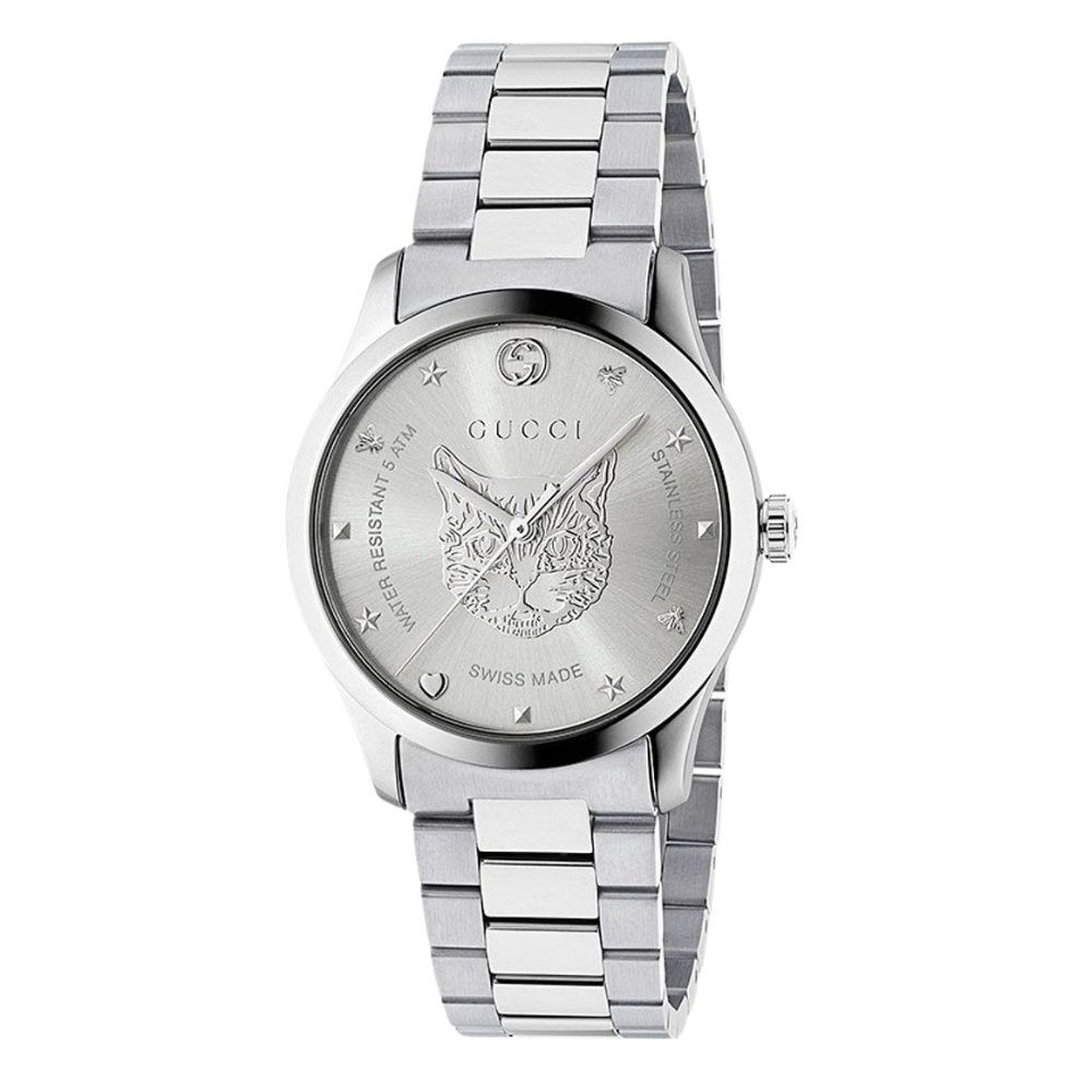 グッチ 腕時計 メンズ レディース Gタイムレス 1本限り クオーツ 38mm シルバー 猫 キャット ビー 蜂 GUCCI G-Timeless スイス製 ユニセックス プレゼント ギフト 成人 卒業 入学