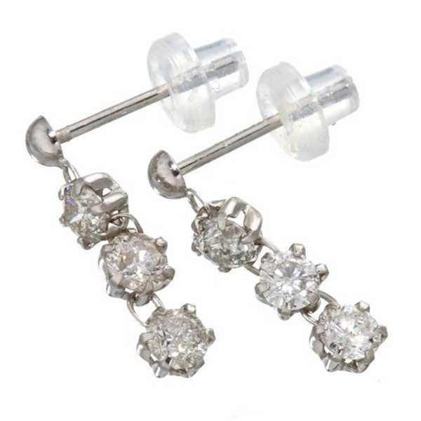 ピアス ダイヤモンド 0.6ct 3ストーン ホワイトゴールド K18 WG 揺れる レディース ジュエリー アクセサリー 誕生日 プレゼント 記念日 贈り物 ギフト