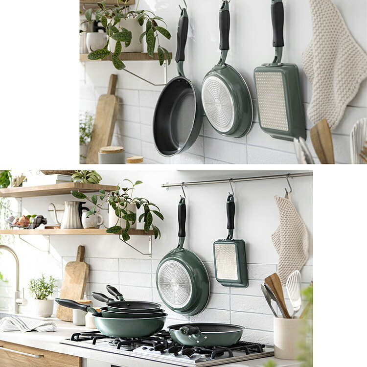 フライパン evercook GREEN エバークック グリーン 28cm IH ガス EGIFPL28GR ドウシシャ DOSHISHA PFAS フッ素 有害物質 フリー 不使用 安全 軽い 浅型 大きめ 鍋 おしゃれ かわいい くっつかない こびりつかない 焦げ付かない 長持ち 500日保証 調理器具 ギフト プレゼント