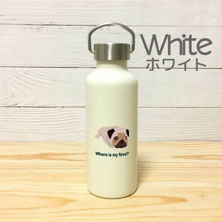 パグ かわいい 取っ手付きマグボトル おしゃれ 290ml 保温 保冷 ステンレス マグボトル 取っ手付き 真空 断熱 二重構造 ボトル タンブラー 水筒 マイボトル オリジナル ブルドッグ 犬 ペット 動物 アニマル