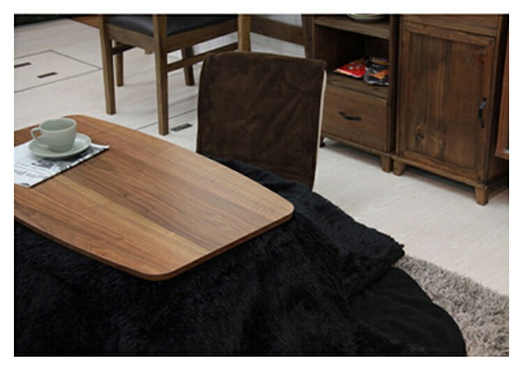 テーブル コタツ エルフィ 長方形 90ｘ50cm オーク/ウォルナット 折りたたみこたつ フォールディングこたつ 炬燵 こたつ リビング ロー 天然木ウォルナット 北欧デザイン 新生活