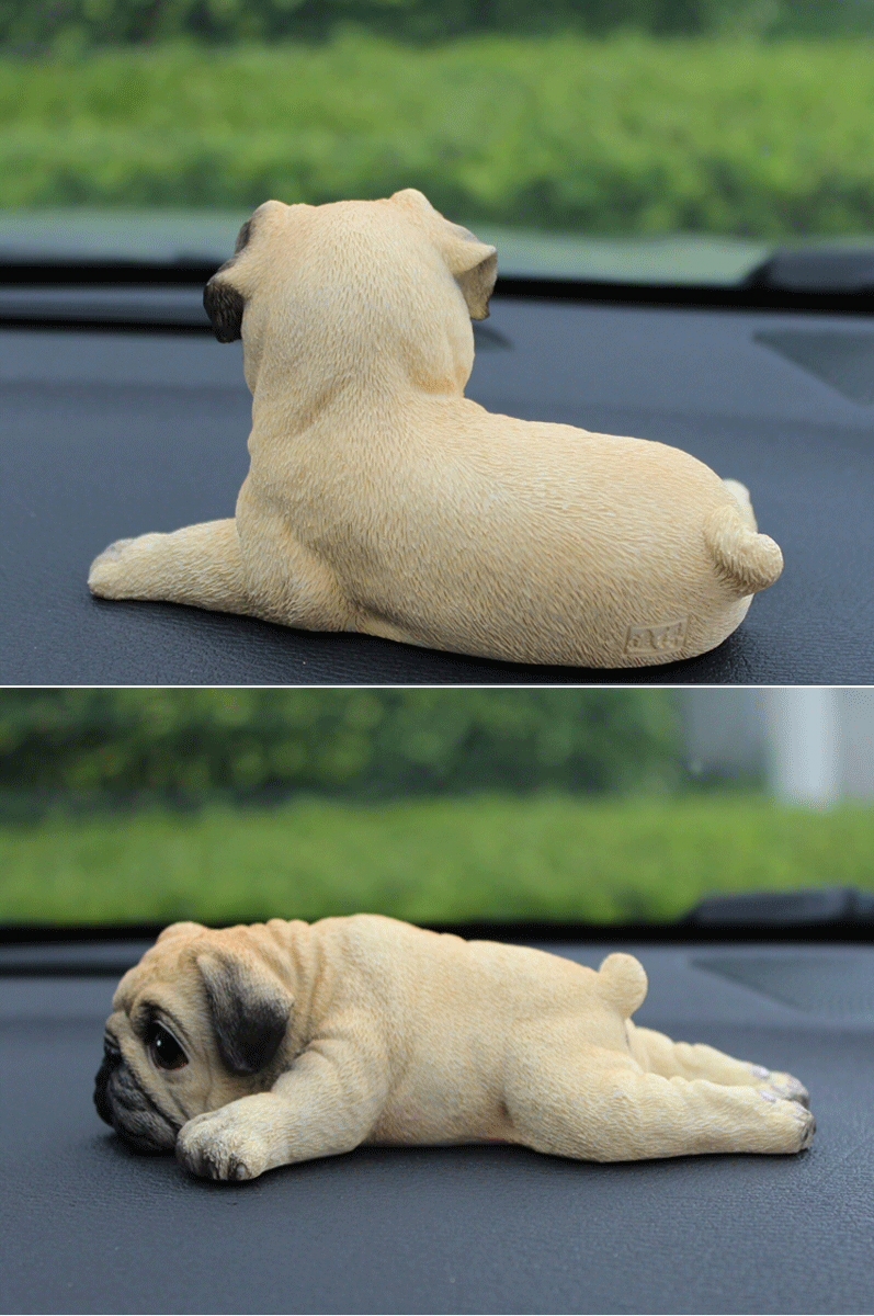 パグ 置物 リアル いぬ 犬 かわいい ミニチュア オブジェ インテリア 雑貨 車内アクセサリー 卓上 飾り リビング 玄関 デスク 誕生日 プレゼント ギフト