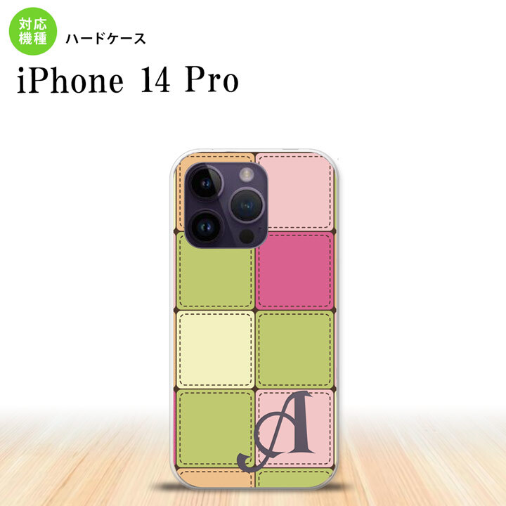 iPhone14 Pro iPhone14 Pro スマホケース 背面ケース ハードケース パッチワーク ミックスF 緑 +アルファベット 2022年 9月発売 nk-i14p-1676i