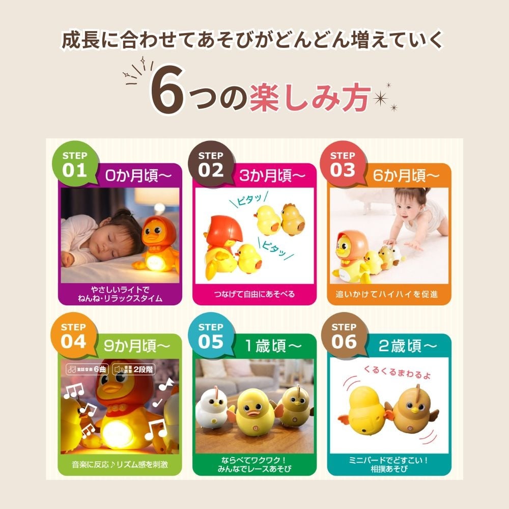 【ラッピング無料・熨斗対応】赤ちゃん おもちゃ ハイハイ ひよこ 4点セット 知育玩具 音楽 ライト 出産祝い ハーフバースデー 誕生日 ギフト