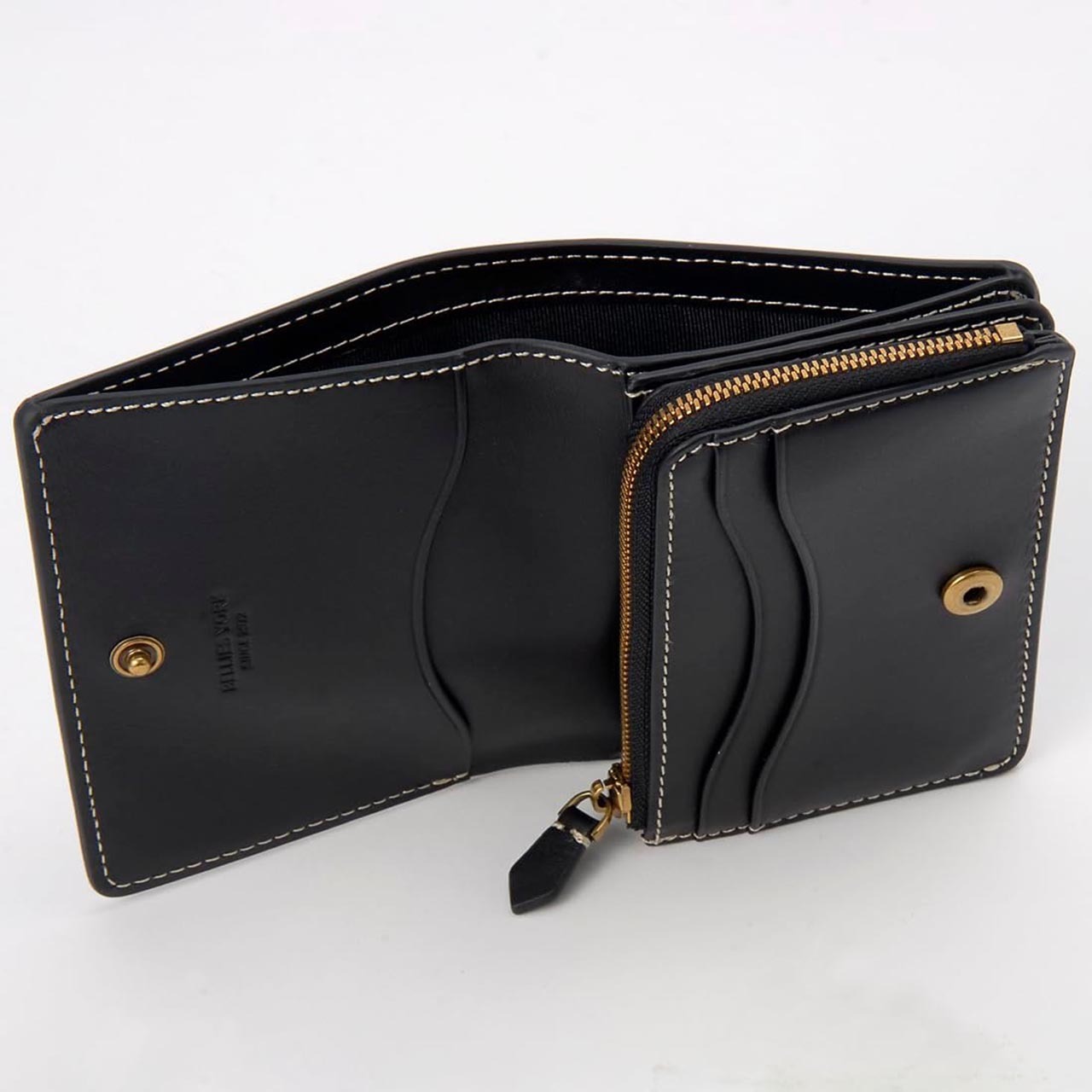 ベリーズヨーク　BELLIES YORK　コンパクト財布　二つ折り財布　BYTM1916BK　ブラック　黒色　ベジタブルタンニン　イタリアンレザー　牛革　”エイジングを楽しむ革小物”
