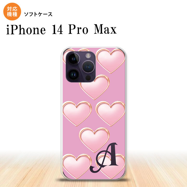 iPhone14 ProMax iPhone14 Pro Max スマホケース 背面ケースソフトケース ハート C ピンク +アルファベット 2022年 9月発売 nk-i14pm-tp174i
