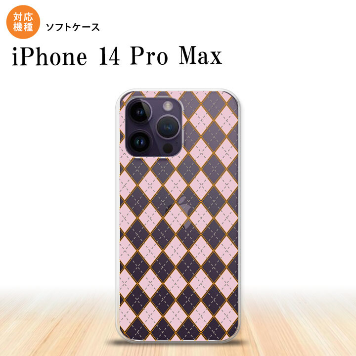iPhone14 ProMax iPhone14 Pro Max スマホケース 背面ケースソフトケース アーガイル クリア ピンク 2022年 9月発売 nk-i14pm-tp1412