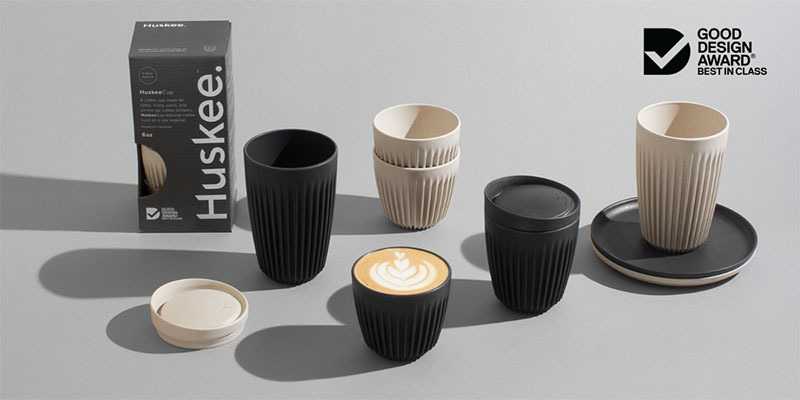 Huskee ハスキー 4個セット 3oz/90ml コーヒー コップ カップ カフェ 紅茶 かわいい サスティナブル 持ち運べる 軽量 ギフト プレゼント ナチュラル チャコール モノトーン バリスタ コーヒーハスク 男性 女性 メンズ レディース ハスキーカップ