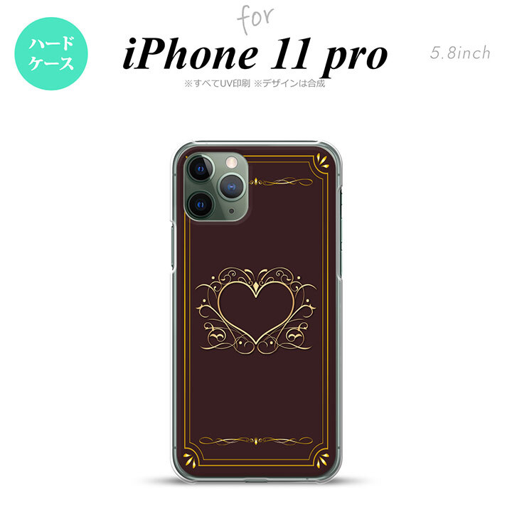 iPhone11Pro iPhone11 Pro スマホケース ハードケース ハート 飾り 茶 金 メンズ レディース nk-i11p-619
