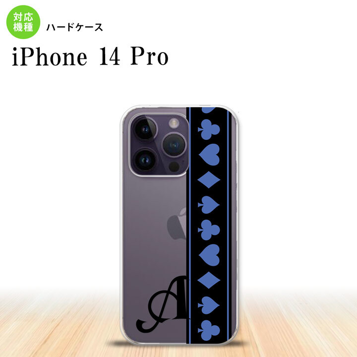 iPhone14 Pro iPhone14 Pro スマホケース 背面ケース ハードケース トランプ 帯 黒 青 +アルファベット 2022年 9月発売 nk-i14p-525i