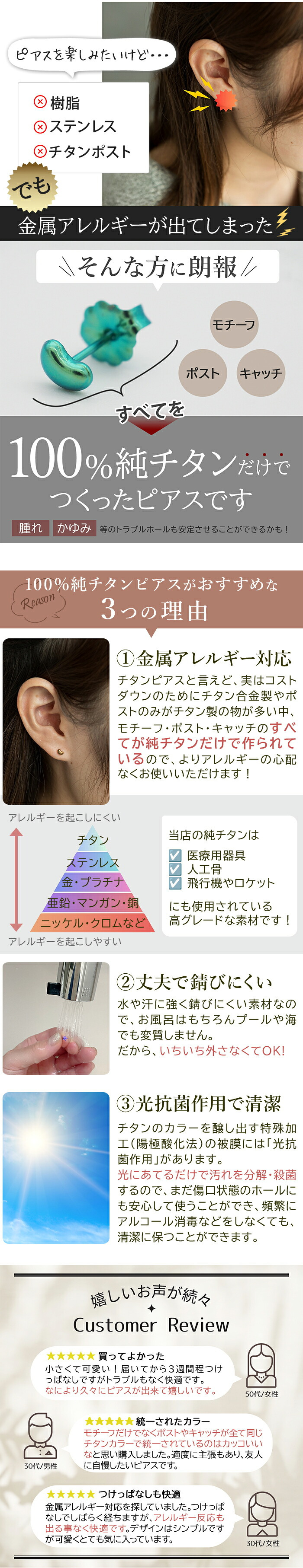 チタン ピアス つけっぱなし セカンドピアス 純チタン 豆 ビーンズ 金属アレルギー 日本製 ポスト 軸太0.75mm 長さ10mm 全8色 全品1個ずつバラ売り 医療用 おすすめ かわいい シンプル 小さめ ミニ 極小 人気 メンズ レディース プレゼント