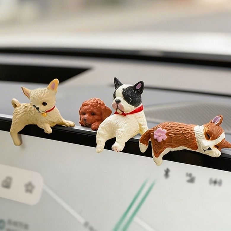 犬 置物 5個セット かわいい ミニチュア ドッグ オブジェ カートゥーン デスク 飾り 車内アクセサリー パソコン モニター 卓上 インテリア 雑貨 オフィス プレゼント