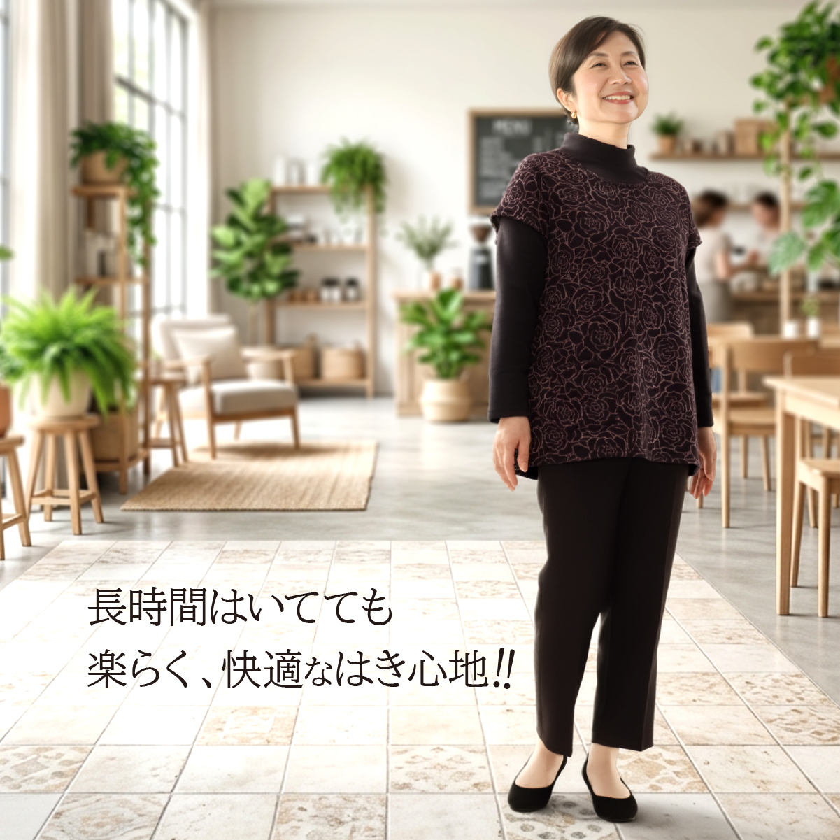 【送料無料】シニアファッション 日本製 婦人服 パンツ 70代 80代 高齢者 柔らかゴム ズボン 春 秋 おばあちゃん 総ゴム 女性 母 シニア 敬老の日 らくらくパンツ 股下60cm【9621】