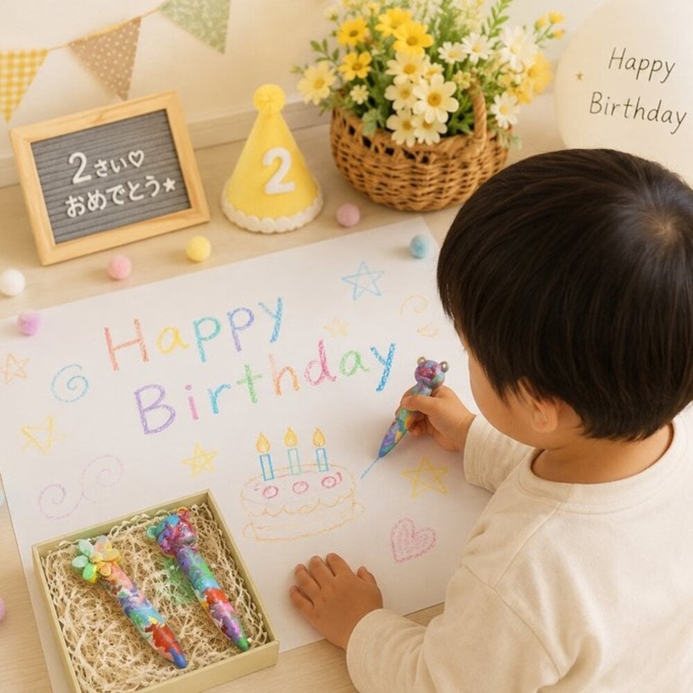 １つでたくさんの色がかける クレヨン 知育玩具 誕生日プレゼント 出産祝い 名前入り おえかき ギフト はじめてのおえかき 名入れ スティッククレヨン こども 世界にひとつ カラフル