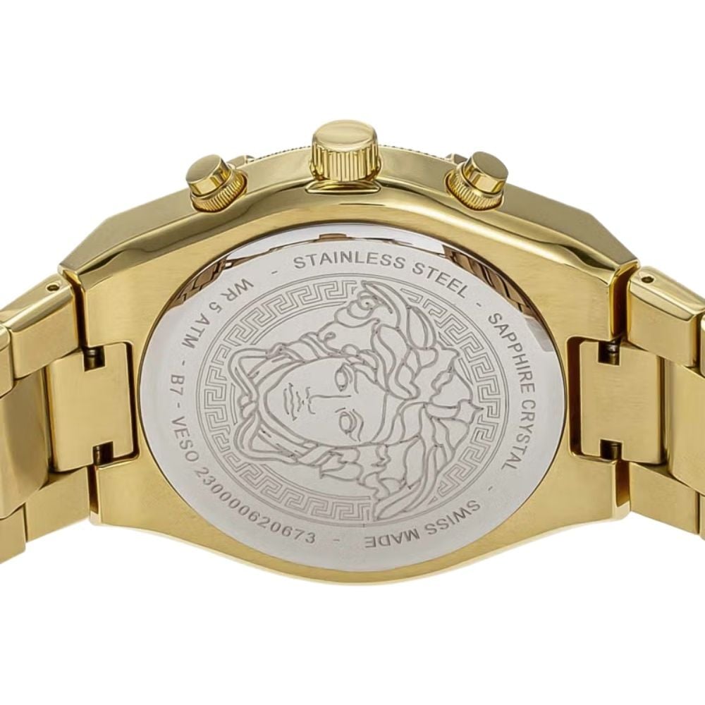 ヴェルサーチェ 腕時計 メンズ ブラック ゴールド 46mm VERSACE クロノグラフ スイス製 メンズ腕時計 イエローゴールド 高級 ブランド おしゃれ プレゼント ギフト 卒業 入学 お祝い
