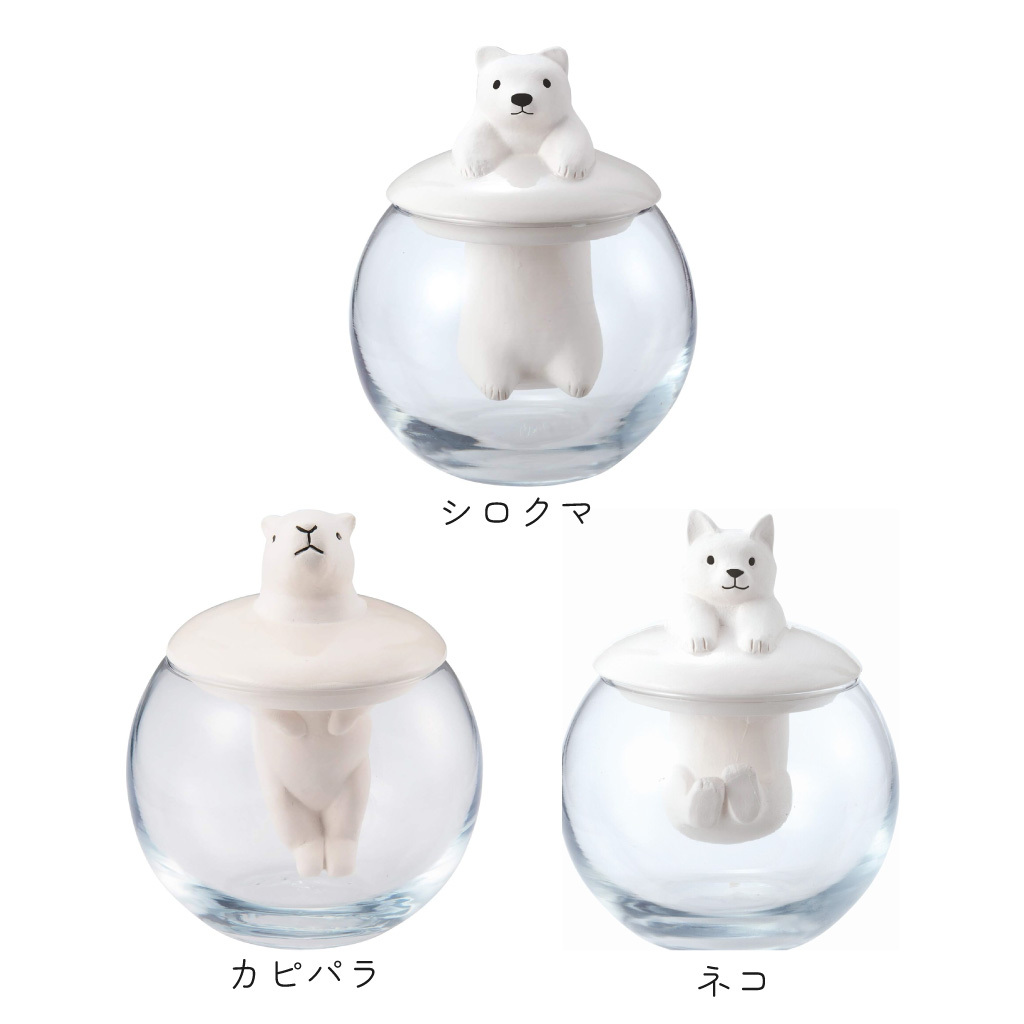 水に浸かった姿がかわいい 電気を使わないアニマル加湿器 気化式 エコ ドーム型 動物 シロクマ ネコ カピパラ リラックス 加湿 日本製 寝室 デスク ギフト プレゼント 無料ラッピング 女性 男性 母の日 クリスマス 誕生日 メッセージカード