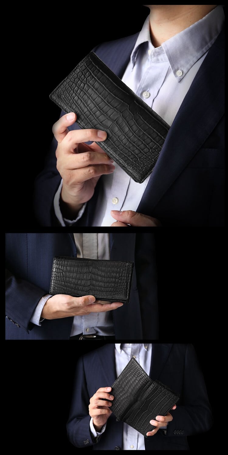 スモール クロコダイル 長財布 日本製 無双 一枚革 紙幣100枚以上対応 ポロサス センター取り メンズ ヌメ革 植物タンニン 鞣し マット 加工 ベジタブル レザー 鰐革 保証書付 ICFA LWG 認定 JRA 4FA(06002005r)
