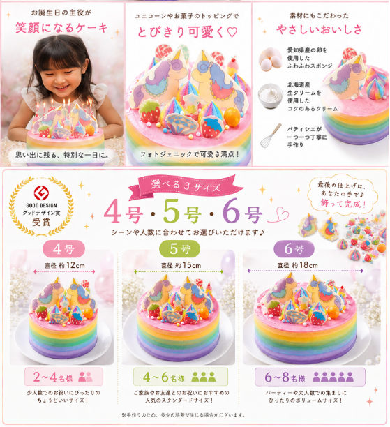 【 カラフルユニコーン 】 予約  ケーキ スイーツ プレゼント ギフト サプライズ 可愛い 子供 おすすめ お取り寄せ クリスマスプレゼント お菓子 手作り カラフル かわいい バースデーケーキ